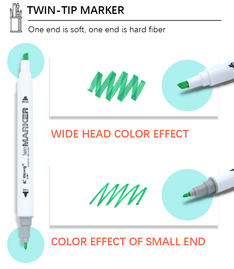 Yalong Cross-border high-quality 24-color marker pens, Macadors double marker pen bucket, smooth pen, sketch marker pen pic 2