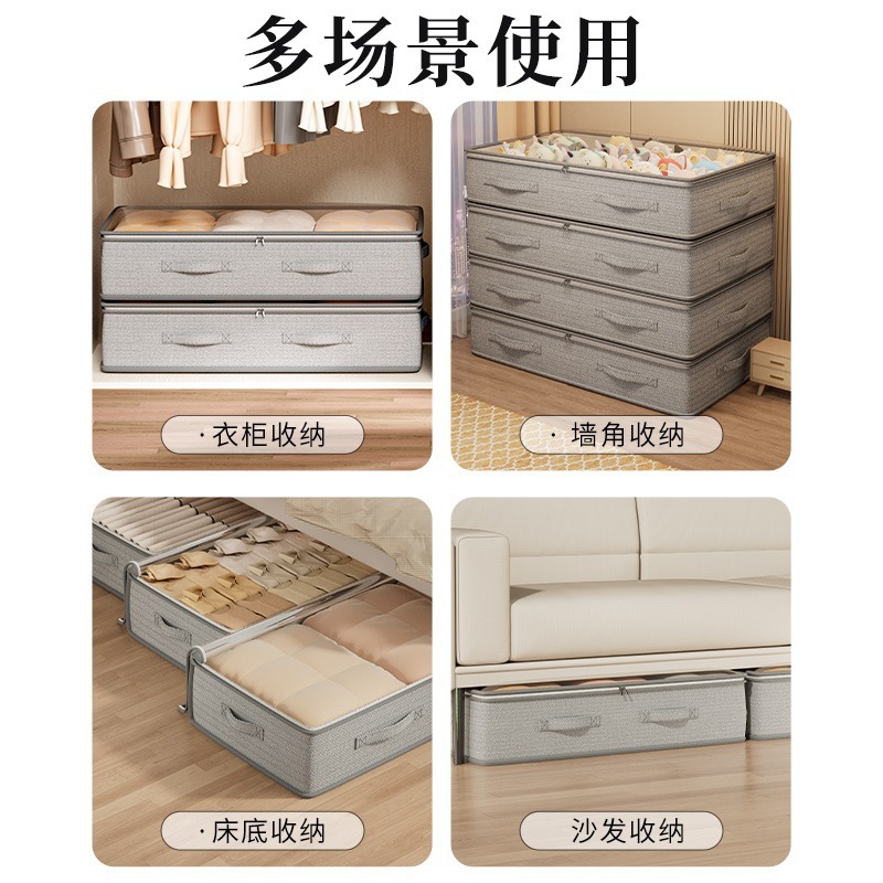Transparent under-bed storage box, foldable household clothing and quilt storage bag, large-capacity moving packing bag pic 6