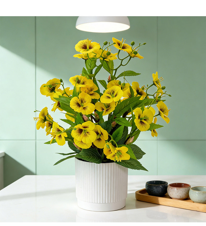Artificial flowers such as pansies, butterfly flowers and cat face flowers are beautiful and easy to maintain for home living room desktop decoration pic 12