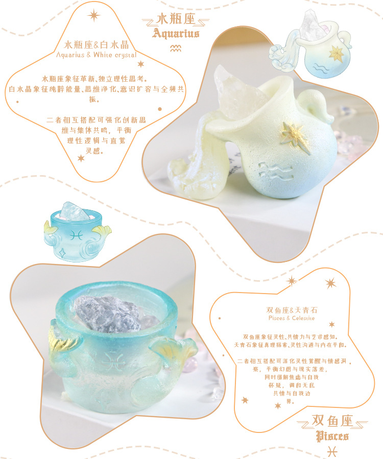 New zodiac blind box cartoon creative design, crystal decorative items, desktop resin handicrafts blind box pic 9