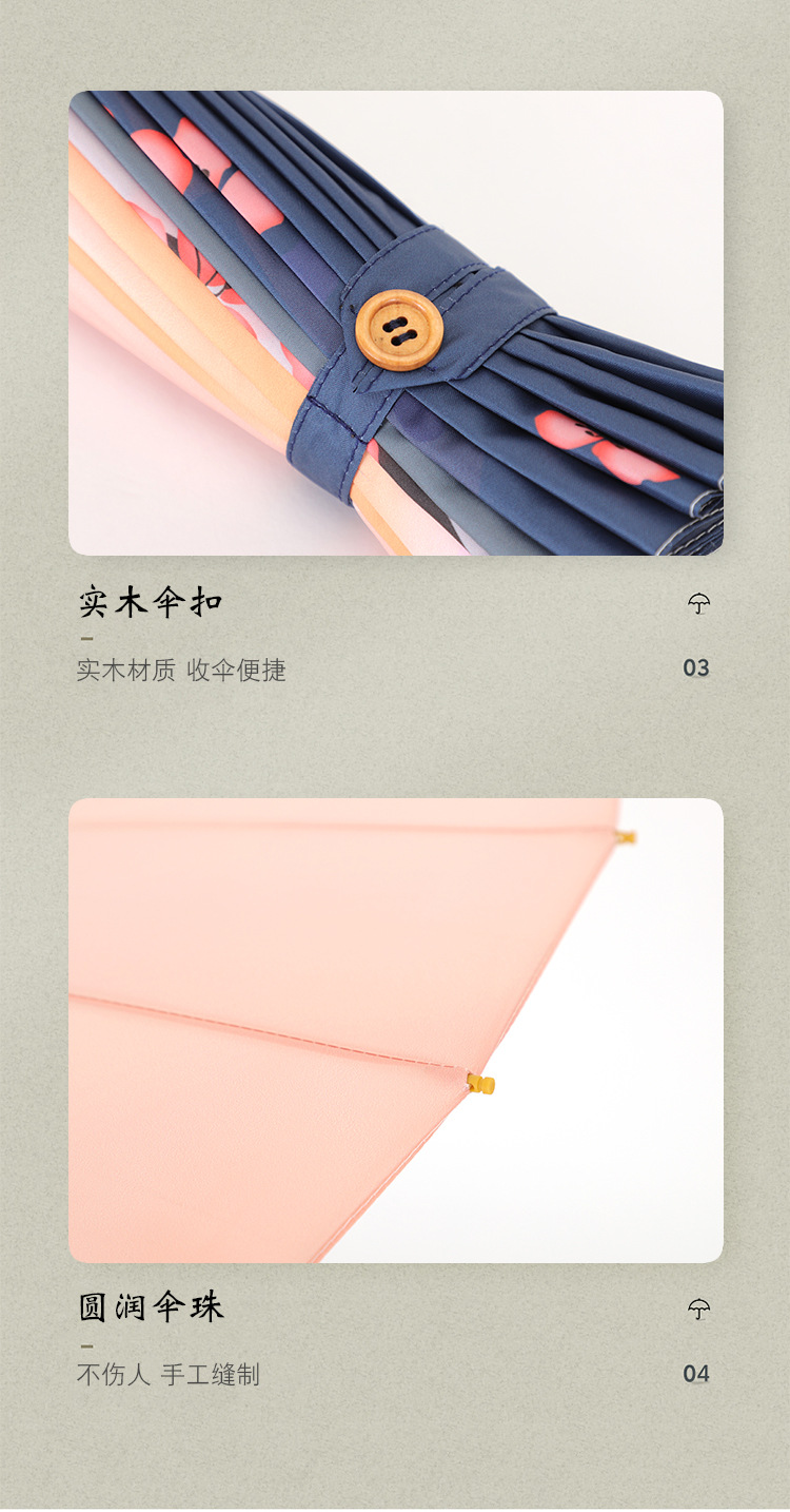 新款时尚复古油画24骨直杆伞实木手柄长柄伞加印logo雨伞古风伞详情20