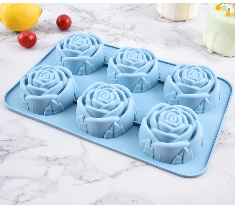 6-piece rose cake mold, food-grade silicone mousse mold, candle gypsum crystal resin mold, easy to demold pic 14