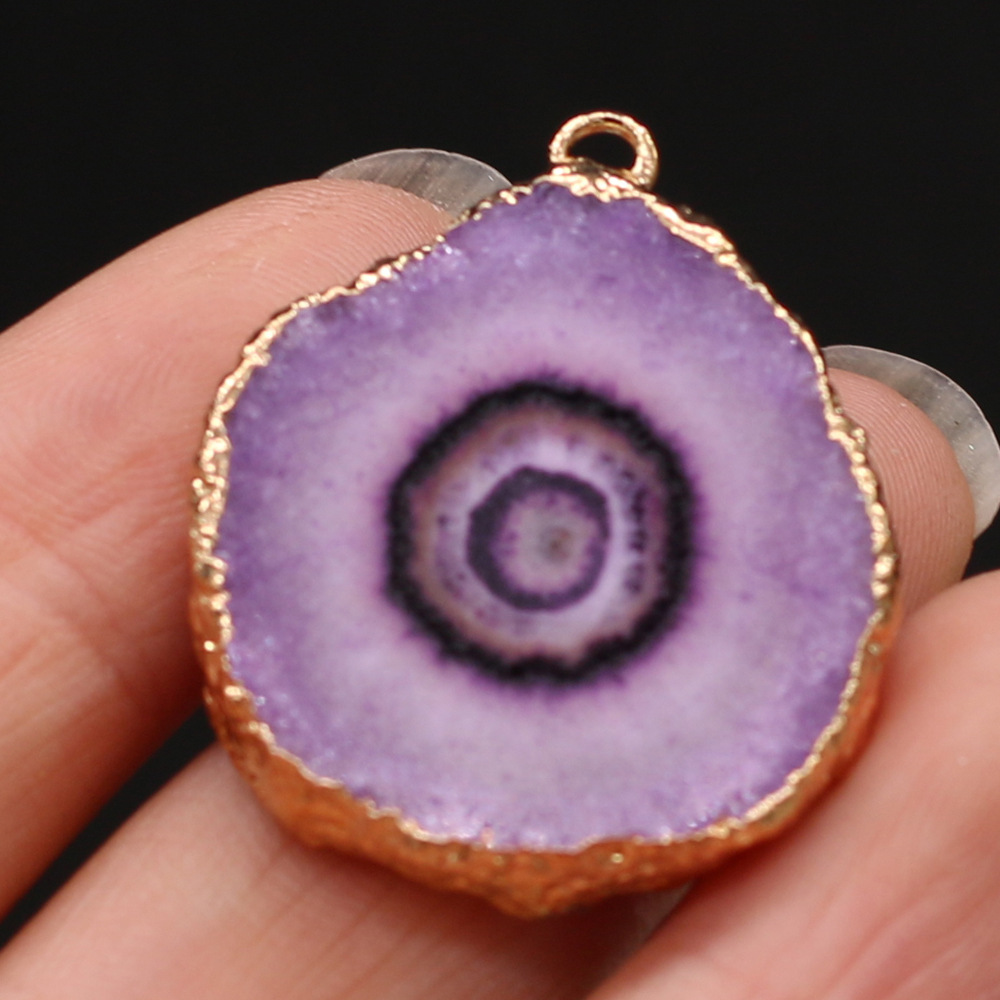 跨境天然不规则圆形玛瑙吊坠DIY饰品配件手工耳环项链制作批发详情45