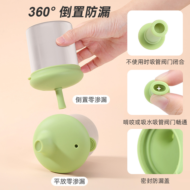双层304不锈钢儿童吸管杯幼儿园防摔带盖卡通学饮杯宝宝防漏水杯详情33
