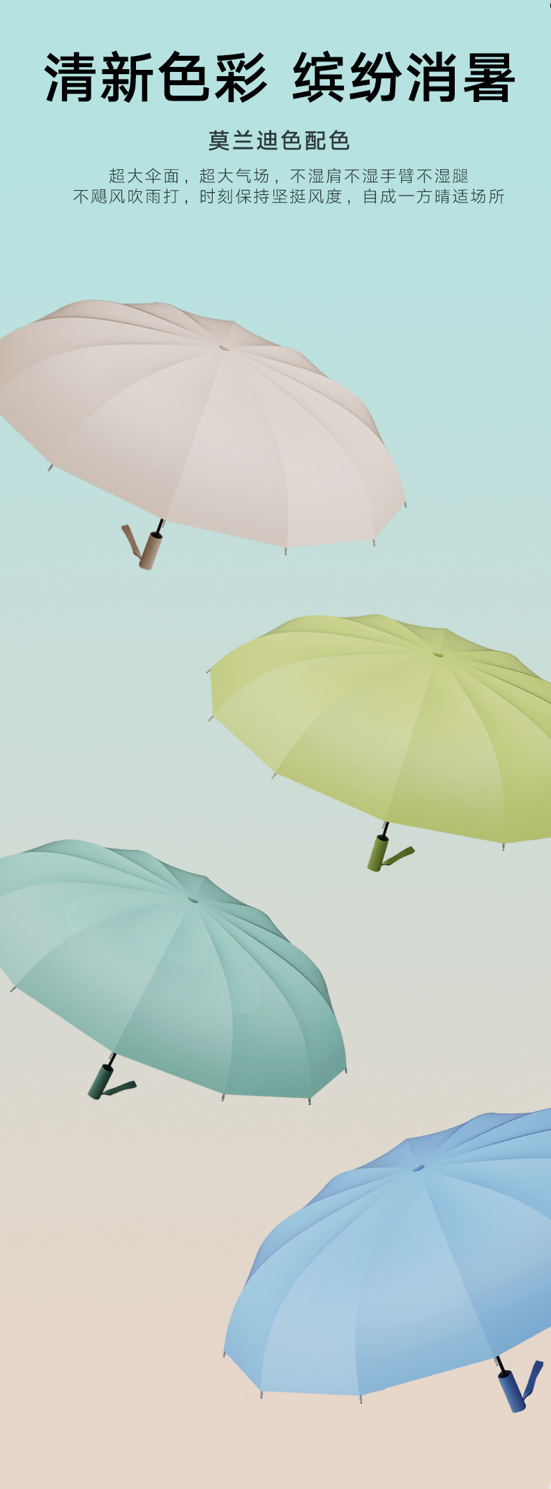 24骨全自动雨伞双人三折晴雨两用商务遮阳伞双龙骨可印制大量批发详情3