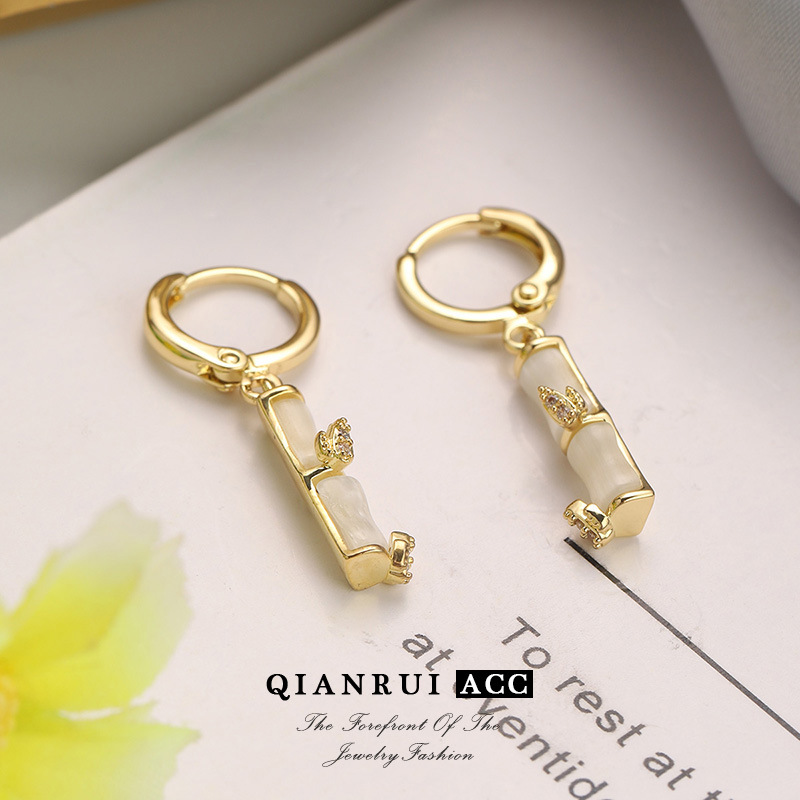 New Chinese-style bamboo national trend design earrings, high-end and cold ancient-style earrings, light luxury and niche ear buckle elements, bamboo charm pic 20
