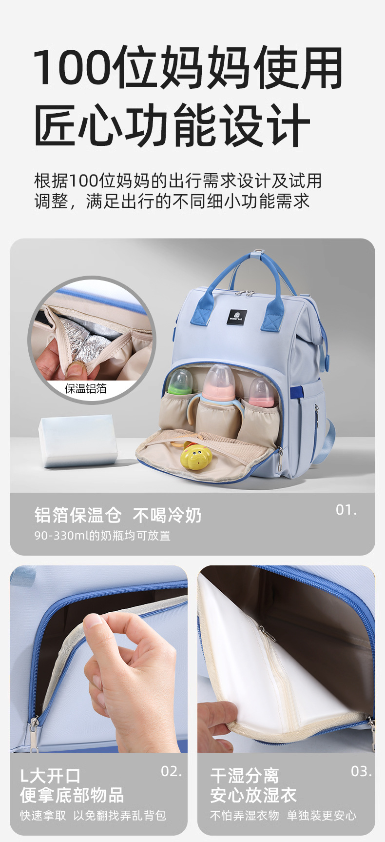 新款妈咪包多功能轻便百搭双肩包带娃外出大容量母婴包孕妈待产包详情11