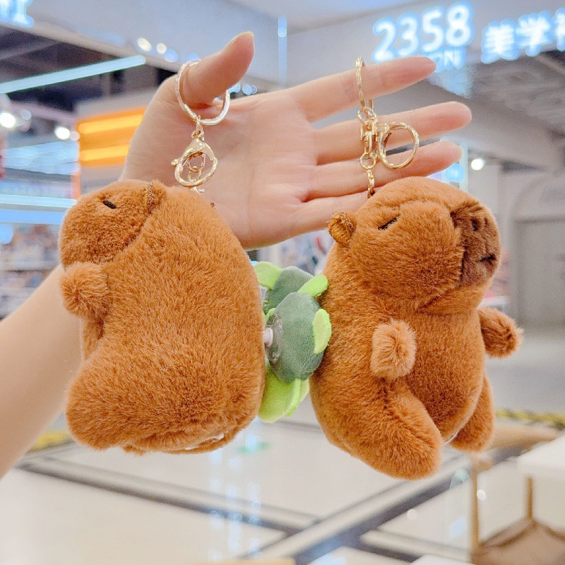 卡皮巴拉毛绒玩具水豚旋转乌龟公仔抽拉水豚玩偶儿童礼物包包挂件详情5