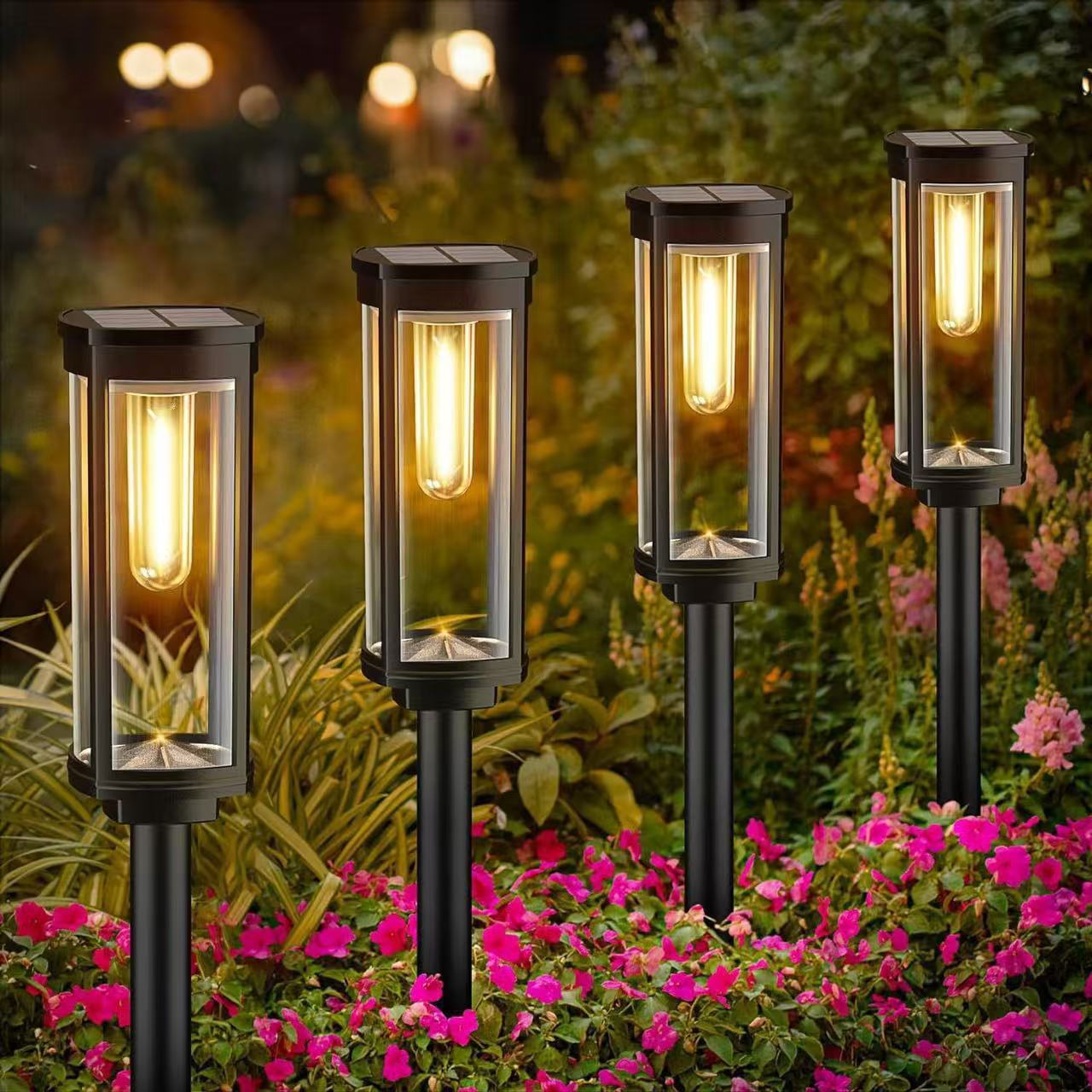 Solar garden lights, solar panel path lights, fire safety indicator lights, 1500 lumens, waterproof and energy-saving pic 7