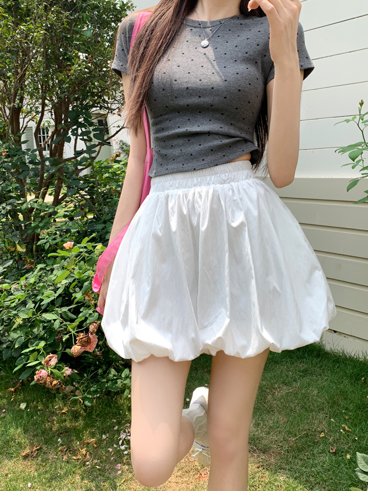 Douyin quality white flower bud short skirt for women 2025 summer new A-line skirt, elegant and versatile, puffy skirt pants pic 10