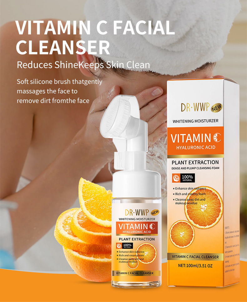 Cross-border VC facial cleanser deeply cleanses the face. Vitamin C facial mousse for export. Two-in-one facial cleanser for washing and removing pic 5