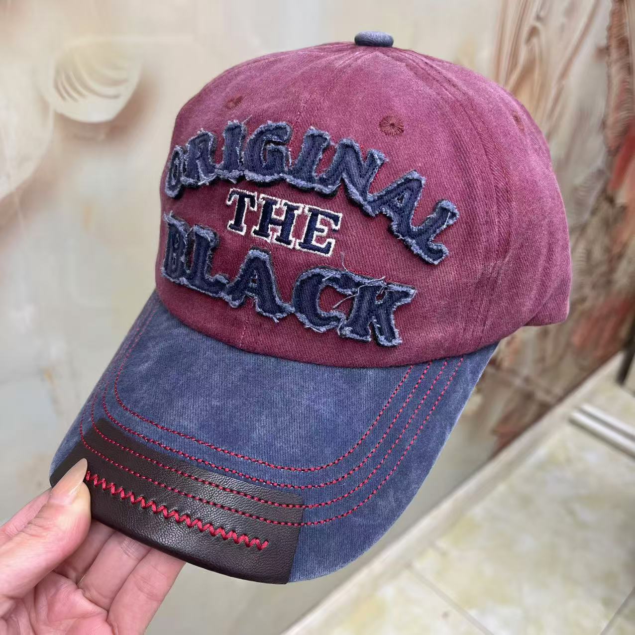 嘻哈棒球帽批发新款休闲百搭牛仔布做旧鸭舌帽字母刺绣现货棒球帽详情14