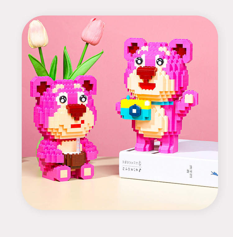 草莓熊系列樱桃熊益智拼装生日礼物送朋友积木熊小颗粒积木玩具详情13