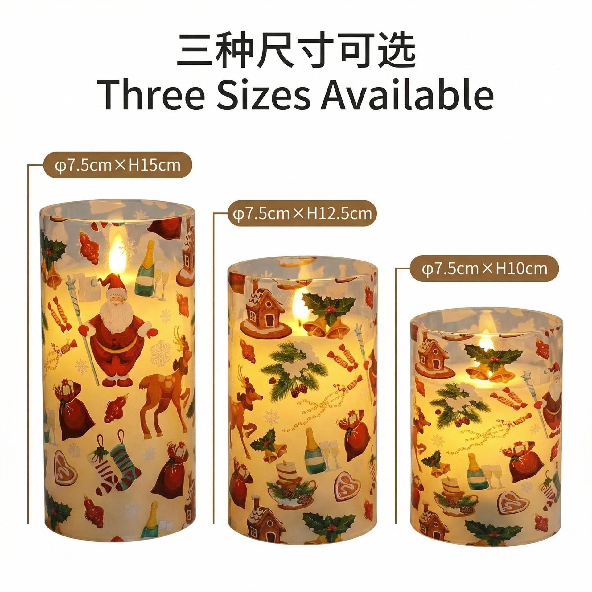 Uv-printed new Santa Claus replaceable pattern illuminated decorative candle 7.5 electronic candle factory direct sales pic 6