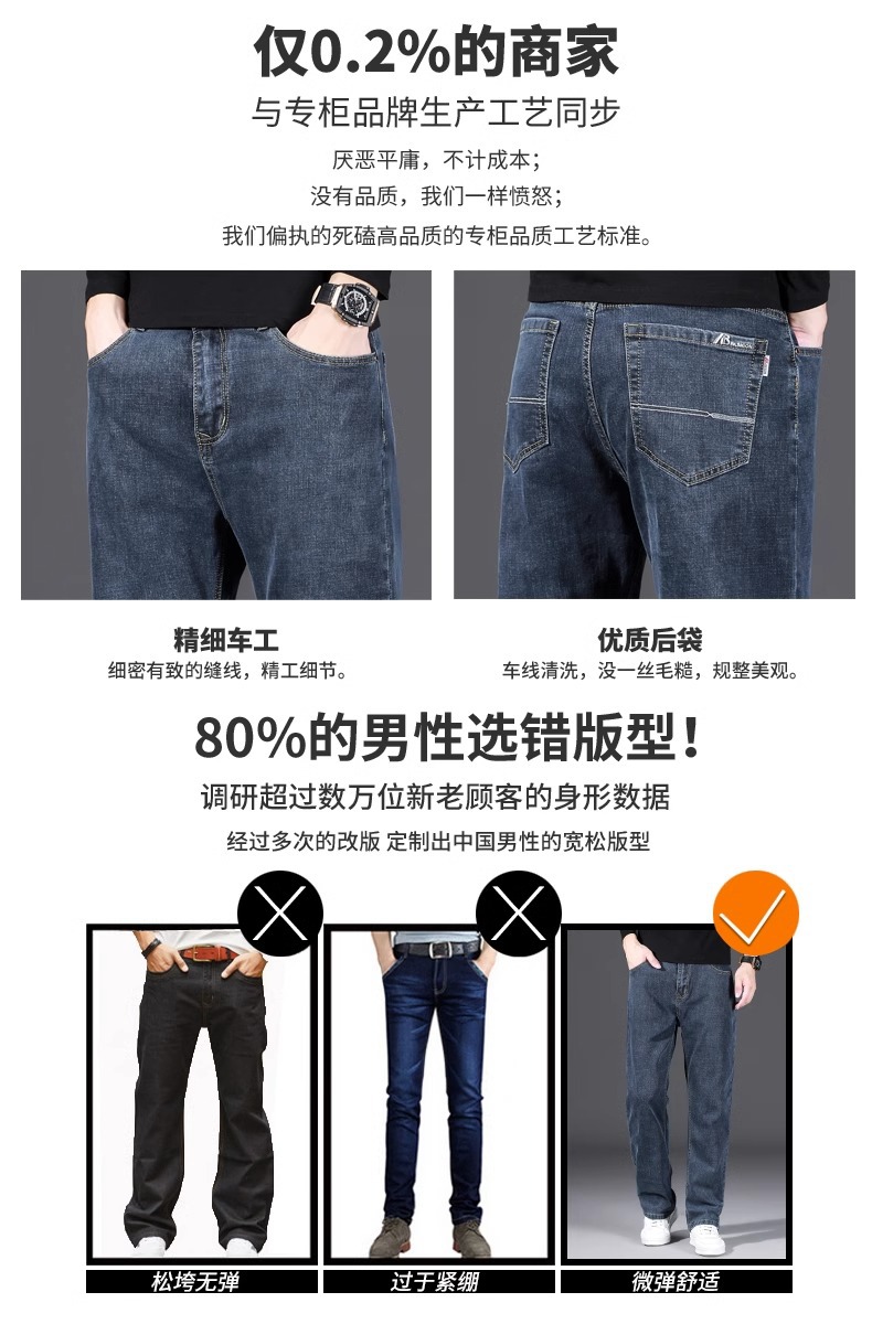 罗蒙高端牛仔裤男2025新款宽松直筒大码阔腿裤秋季男士休闲长裤子详情10