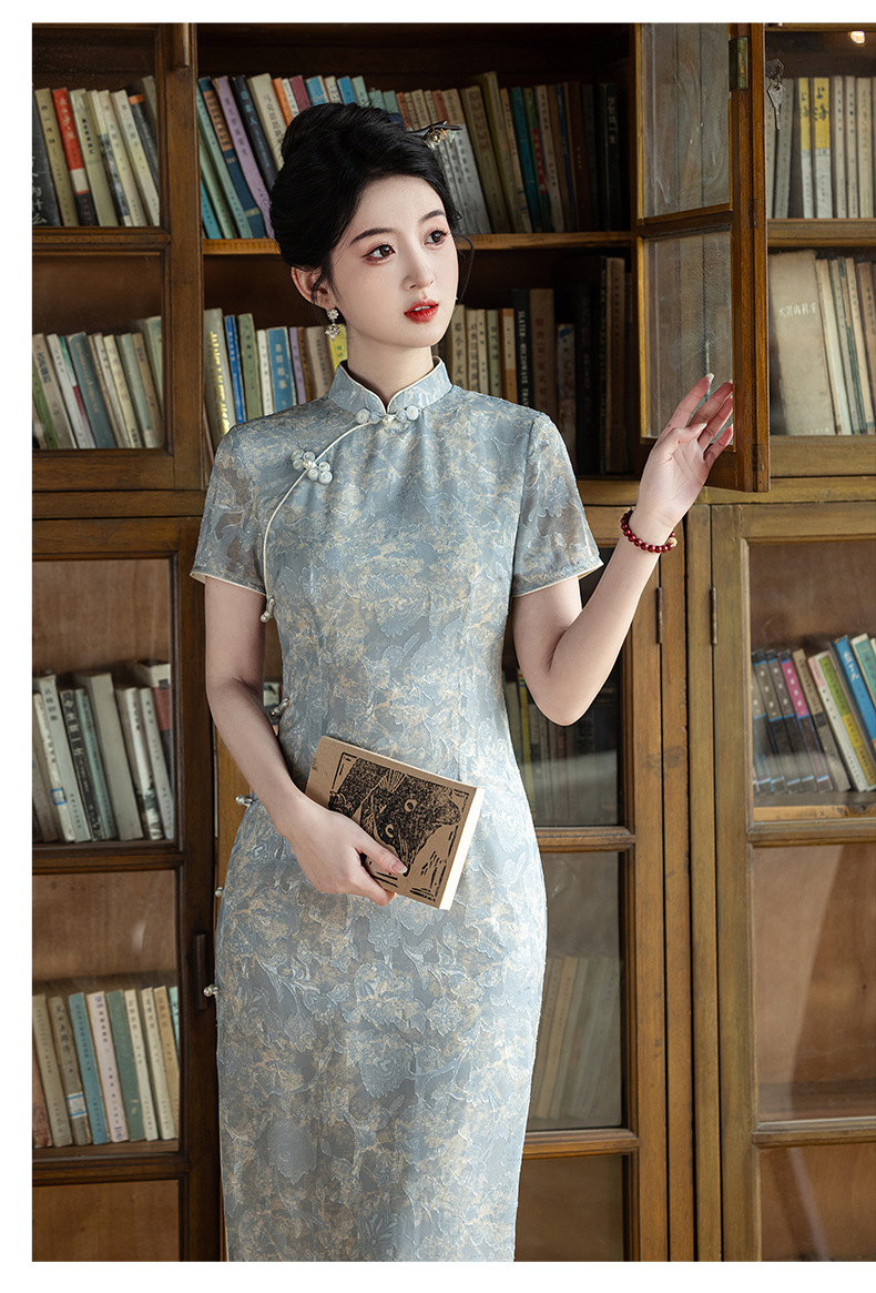 年轻款显瘦韩国纱日常新中式立领旗袍2025新款女复古短袖旗袍夏季详情13