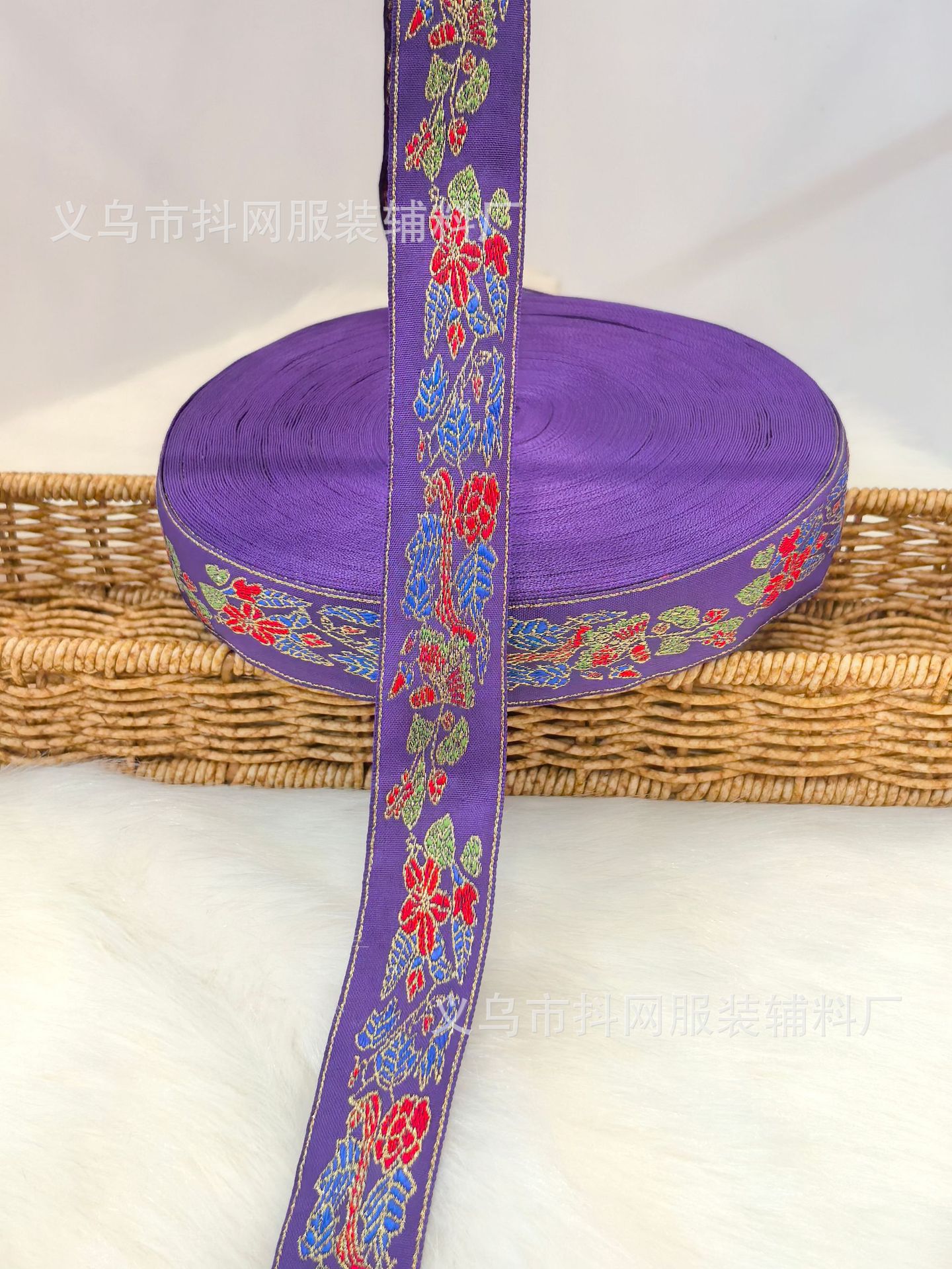 2.7-4.1cm new black background ethnic style jacquard embroidery nylon webbing gift box packaging tape performance costume pic 9