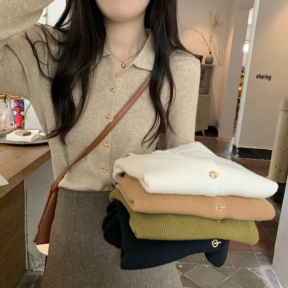 polo领内搭打底针织衫毛衣女秋冬2023新款早秋设计感别致独特上衣详情30
