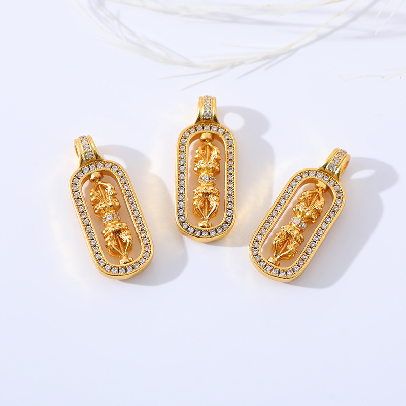 Wholesale of diamond-encrusted PI Xiu collarbone chain, gold and steel pestle pendant, Vietnamese imitation sand gold diy handmade necklace accessories pic 6