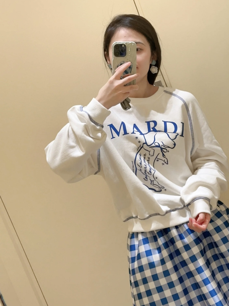 现货韩国潮牌Mardi卫衣女小雏菊24新款印花圆领上衣一件代发详情15