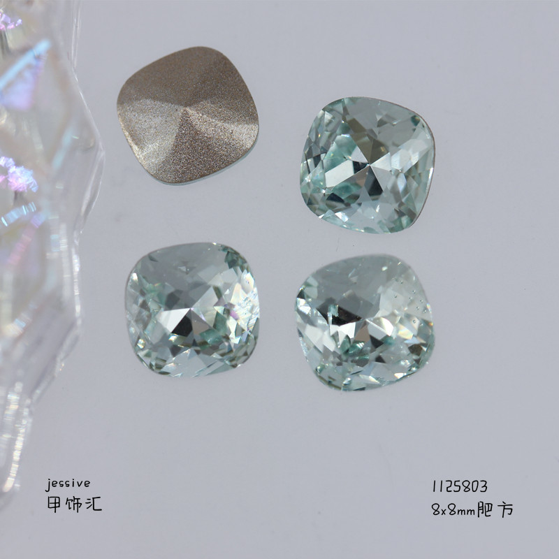 新款饰品K9淡粉蓝多切面尖底钻异形水晶歪心华子同款指甲饰品批发详情9