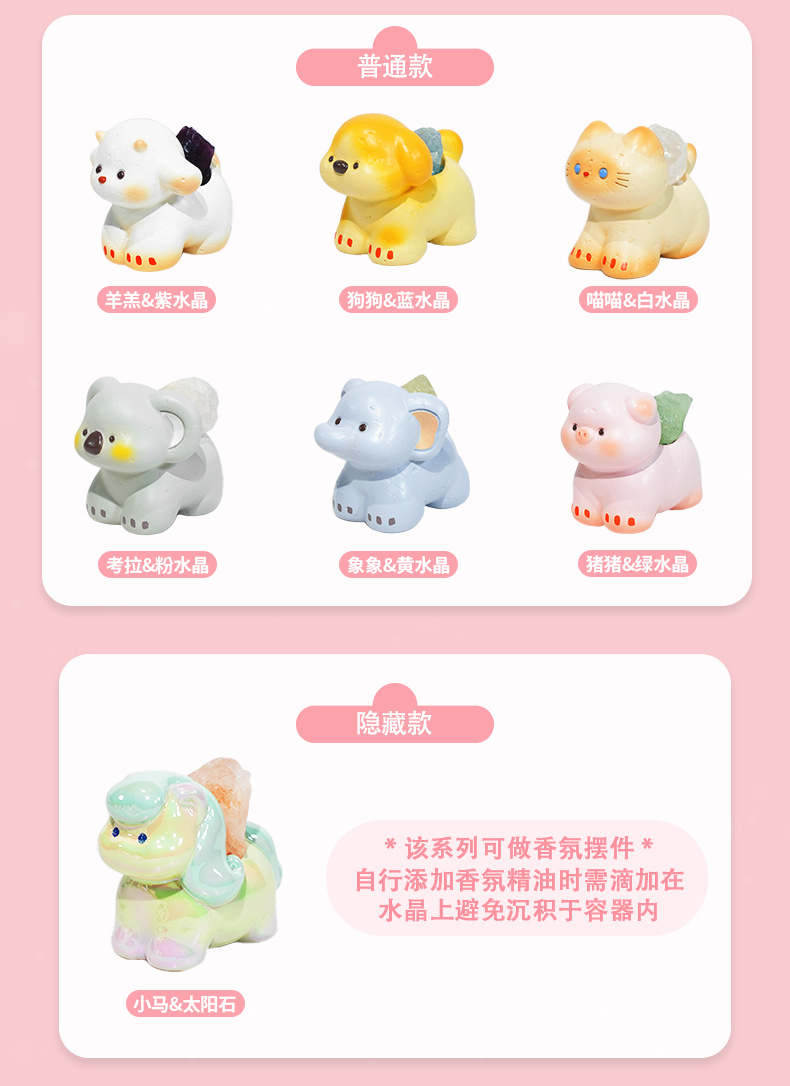 贝贝驮水晶盲盒可爱动物手办摆件小礼品网红惊喜生日礼物装饰香氛详情2