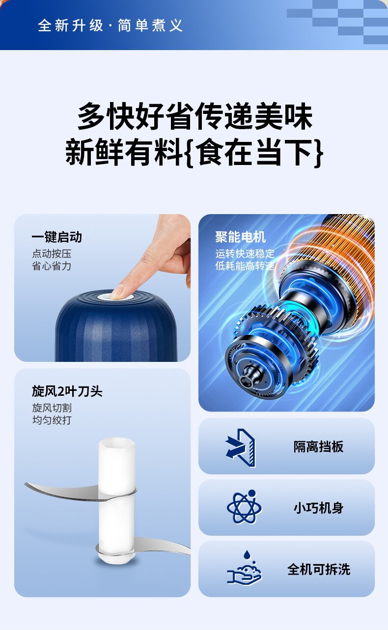 源头厂家一件代发JLL7010宿舍蒜泥充电款迷你电动捣蒜器绞肉详情3