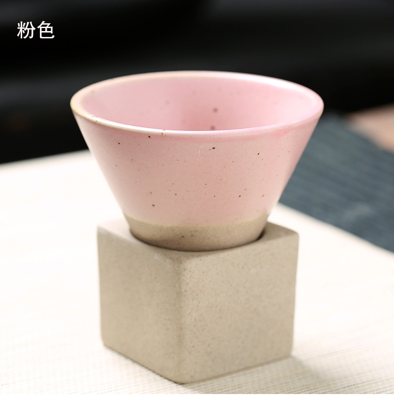 Tea brewing cups by the fire, Japanese coarse earthenware tea cups, cross-border bestsellers, ceramic mugs, retro water cups, conical coffee cups pic 17