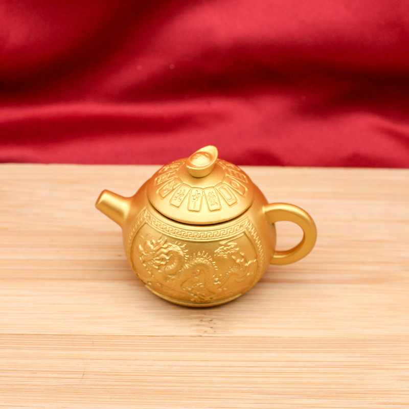 创意新款龙凤会转把把壶胡手把件小茶壶茶宠摆件打麻将地摊小铜器详情3