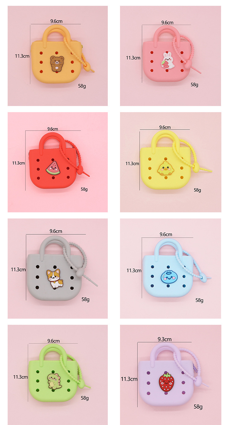 Best-selling hand-held silicone coin purse, cute beach bag, lightweight and compact new cartoon diy hole storage case pic 10