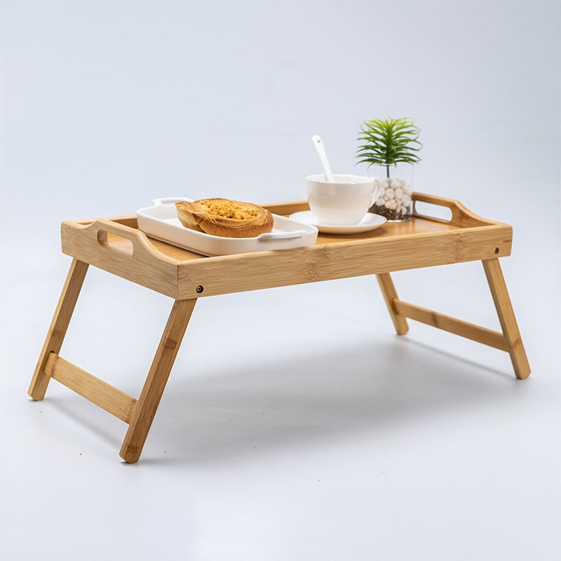 Bamboo and wood dining table折叠托盘多功能家用卧室床上竹制简易电脑小桌子带脚盘详情1