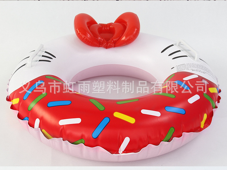 米妮圈充气KT猫游泳圈儿童PVC凯蒂猫泳圈粉红色扶手圈带蝴蝶结详情11