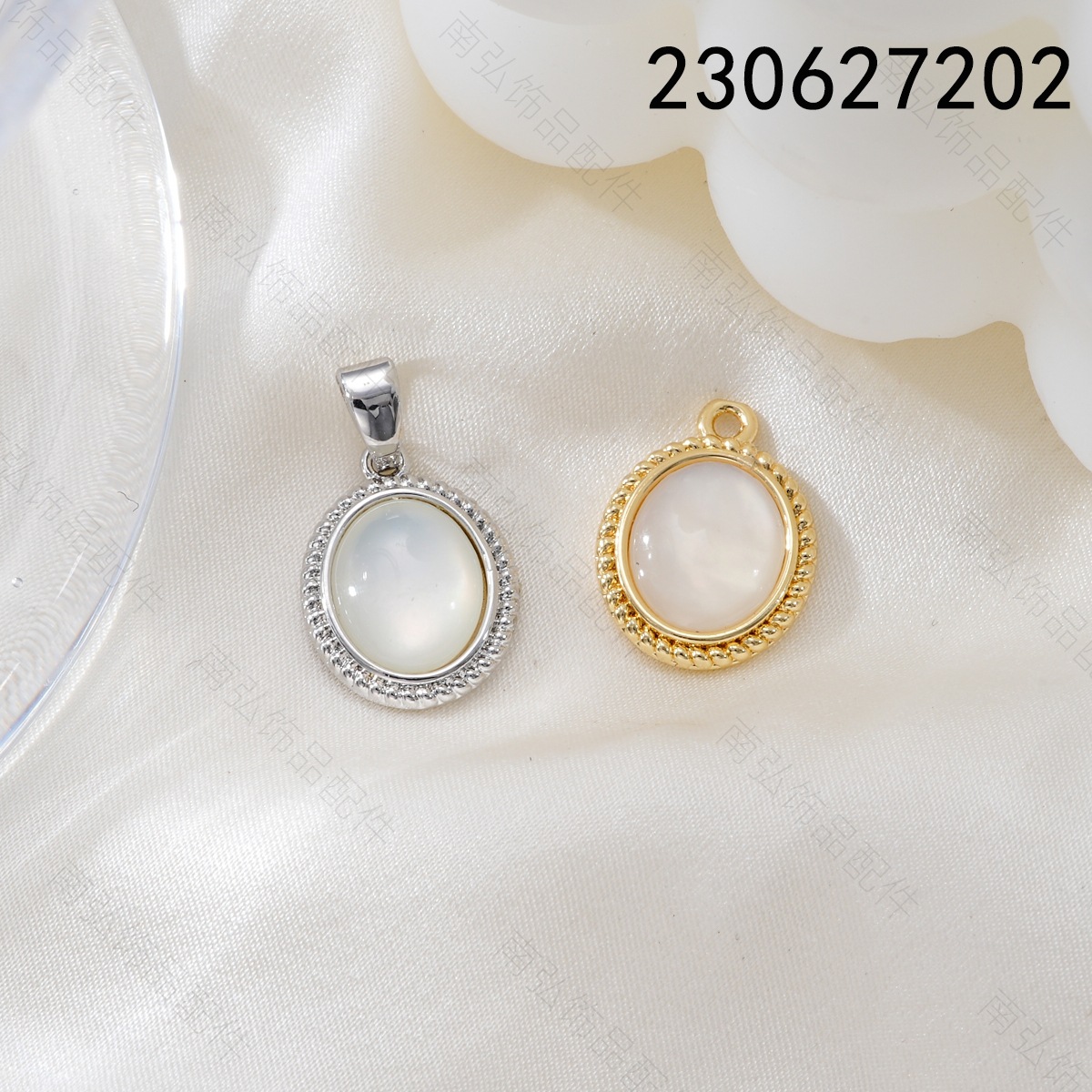 Pearl necklace clasp, copper-plated 18k gold, oil and water drop oval pendant, high color retention DIY jewelry accessory pic 6