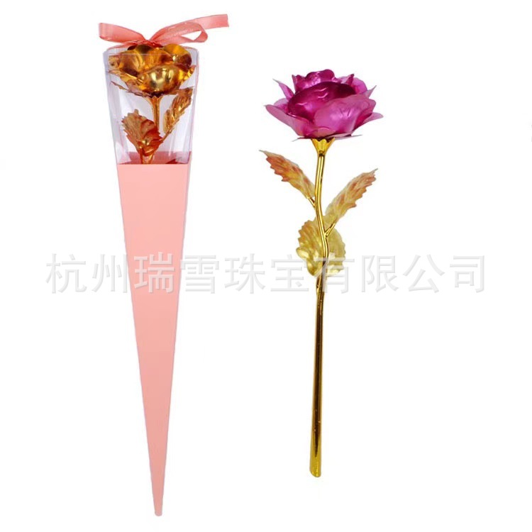 pink rose in peach gift box