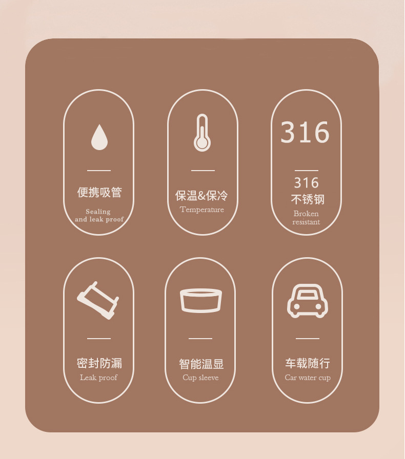 智能咖啡杯316不锈钢高颜值车载真空加厚保温杯便携随行学生水杯详情12