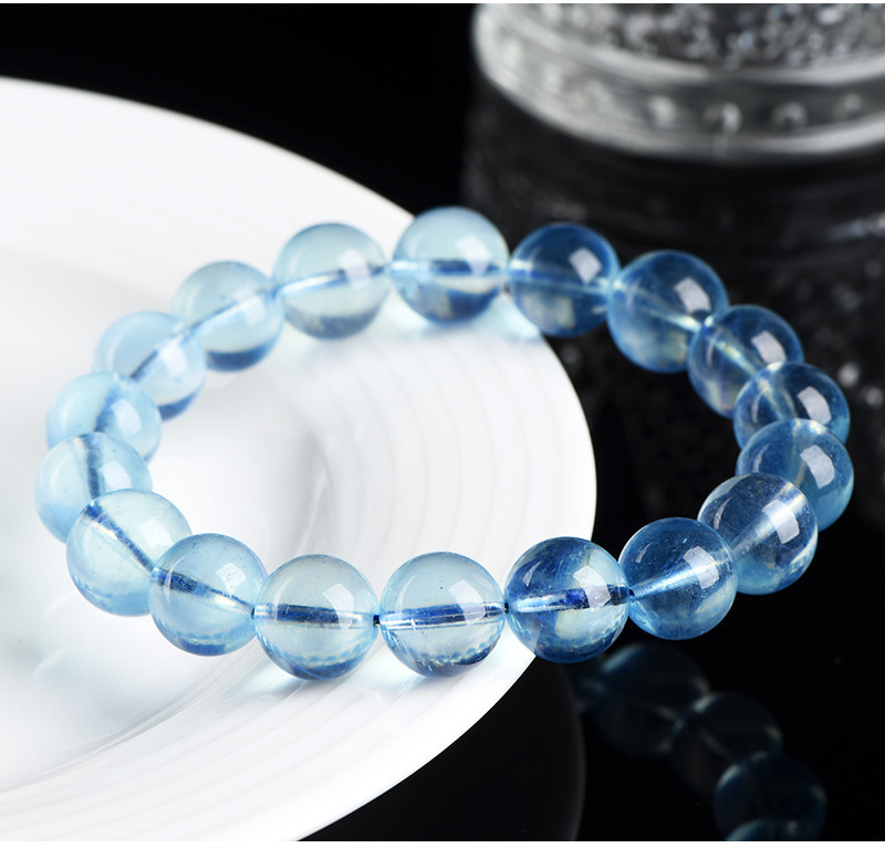 Jiuya Crystal Natural aquamarine loose beads, round beads, DIY handcrafted jewelry, semi-finished beaded wholesale pic 6