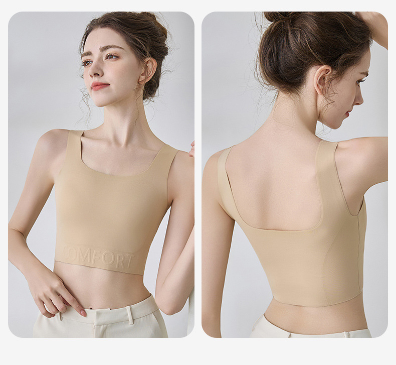 Fortunately, the same style of paper bra is designed for women. It can make the breasts look smaller, tuck in the breasts, prevent sagging, and create a slimming effect. It is a seamless and invisible vest bra pic 14