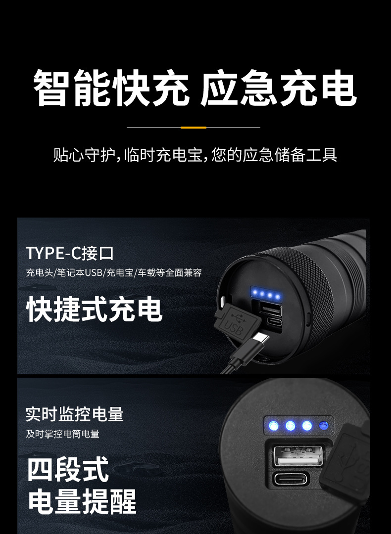 Cross-border tactical long-range flashlight, outdoor emergency lighting lamp, zoom long-range strong light, portable large laser lamp, lighting fixtures, dedicated pic 14