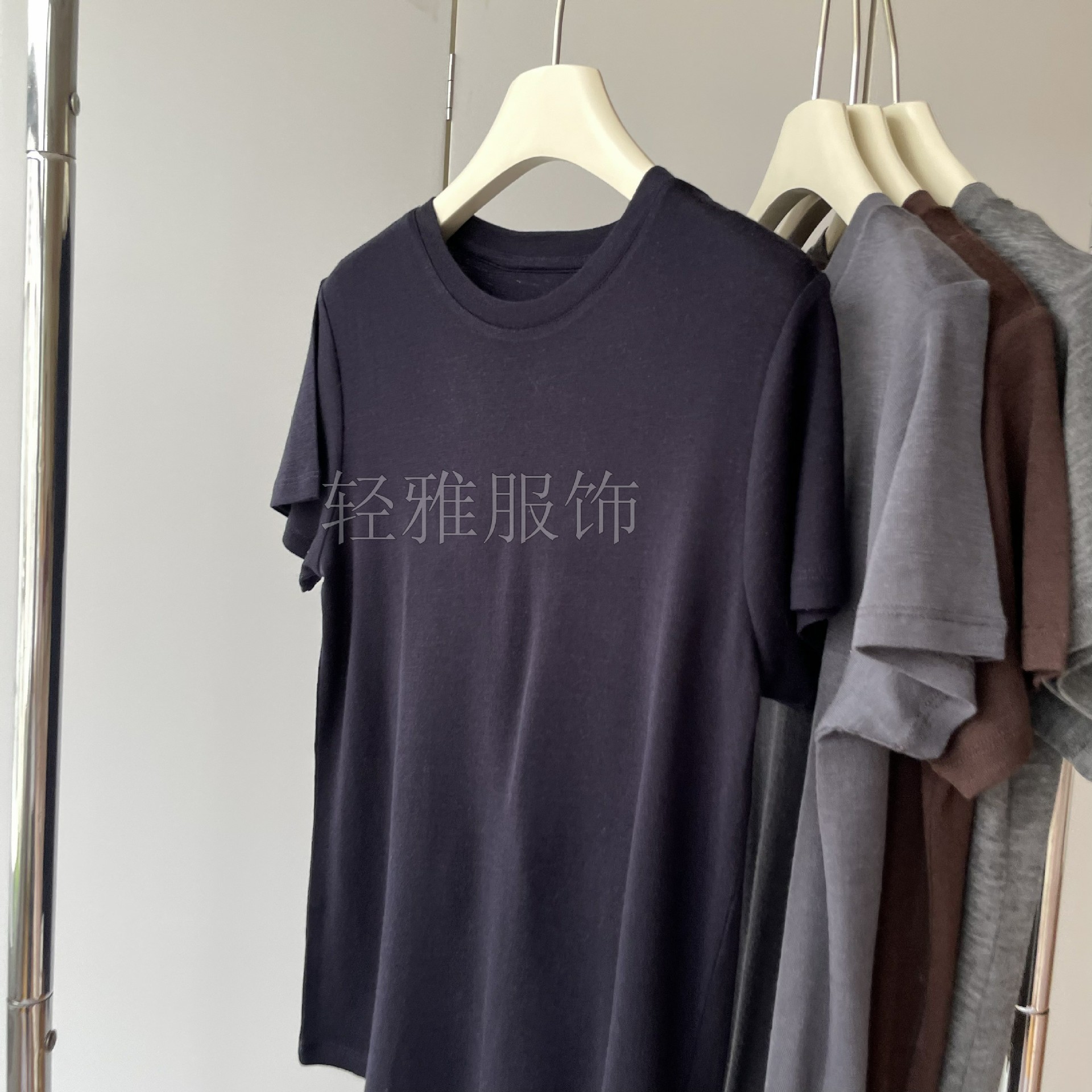 Sweat-wicking and breathable 100 pieces of Australian Merino wool! Round-neck, light, comfortable, slimming, versatile short-sleeved T-shirt for women pic 19