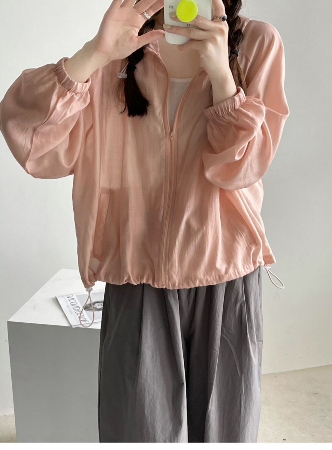 天丝连帽防晒衣女夏季薄款户外透气百搭防晒服oversize蝙蝠袖上衣详情17
