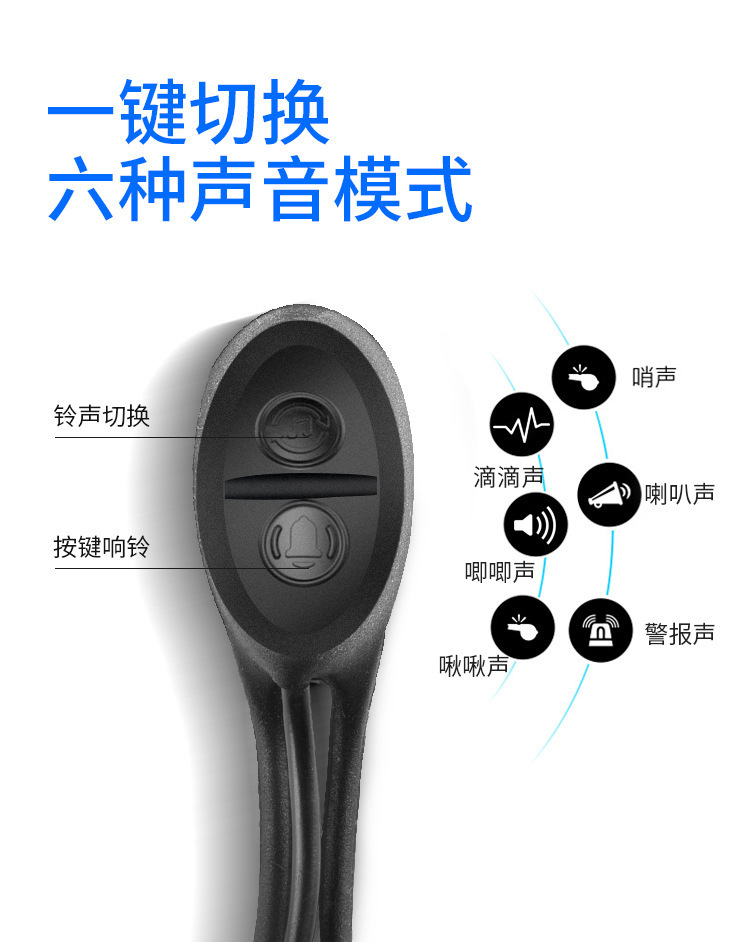 Bicycle headlights, multi-functional stopwatch headlights, waterproof usb charging horn lights, night cycling flashlights, cycling equipment pic 6