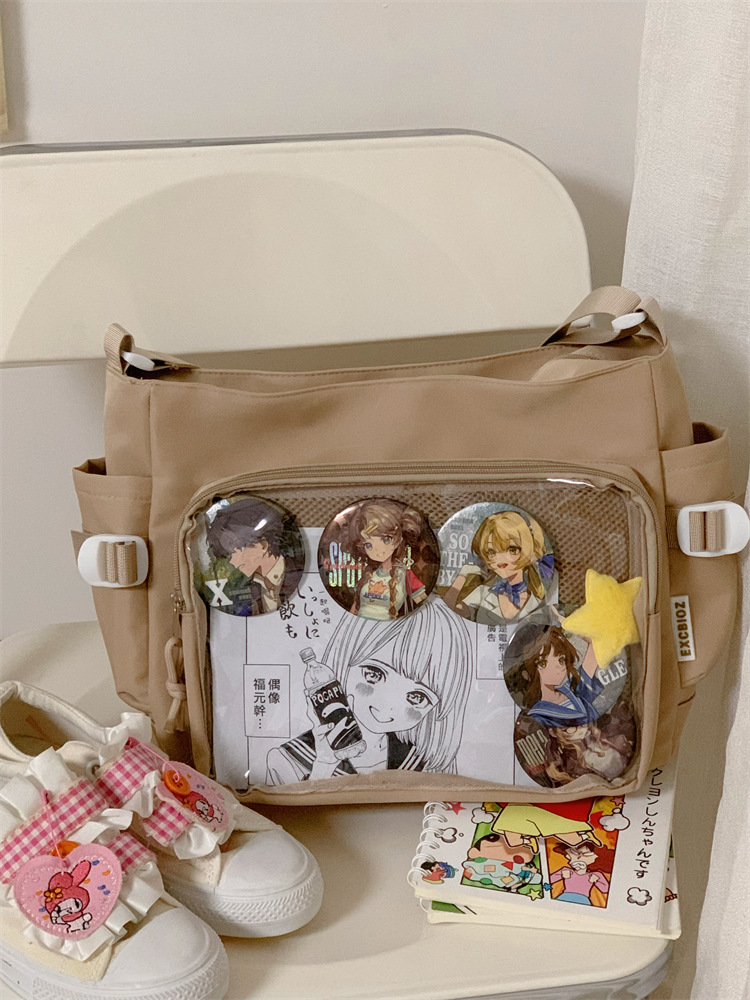 学院风痛包日系ins透明书包大容量简约单肩斜挎包时尚少女邮差包详情35