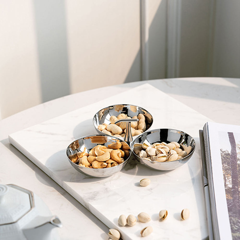 Cross-border light luxury high-end stainless steel dried fruit tray, home creative living room coffee table, fruit plate, snack bowl, fruit plate pic 1