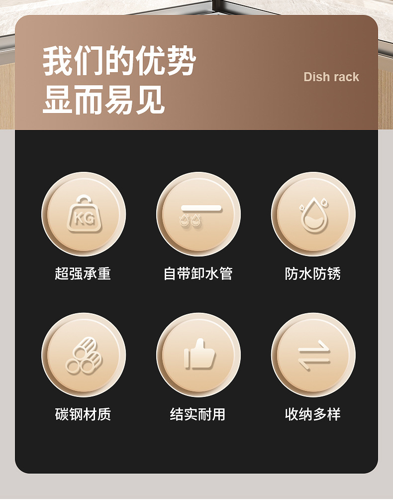 厨房碗盘收纳架家用碗碟水杯置物架碗架碗筷沥水架碗柜小型盘子架详情2