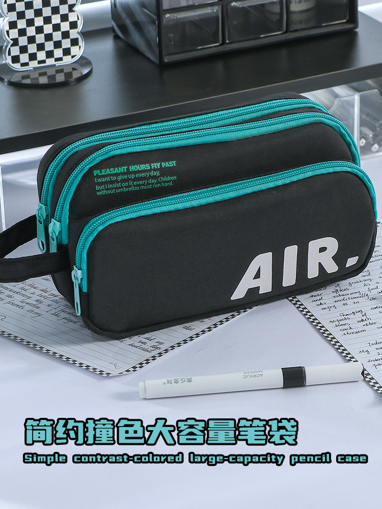 手提大容量简约炫彩战斗笔袋多功能初中小学生耐脏文具袋男生笔袋详情1