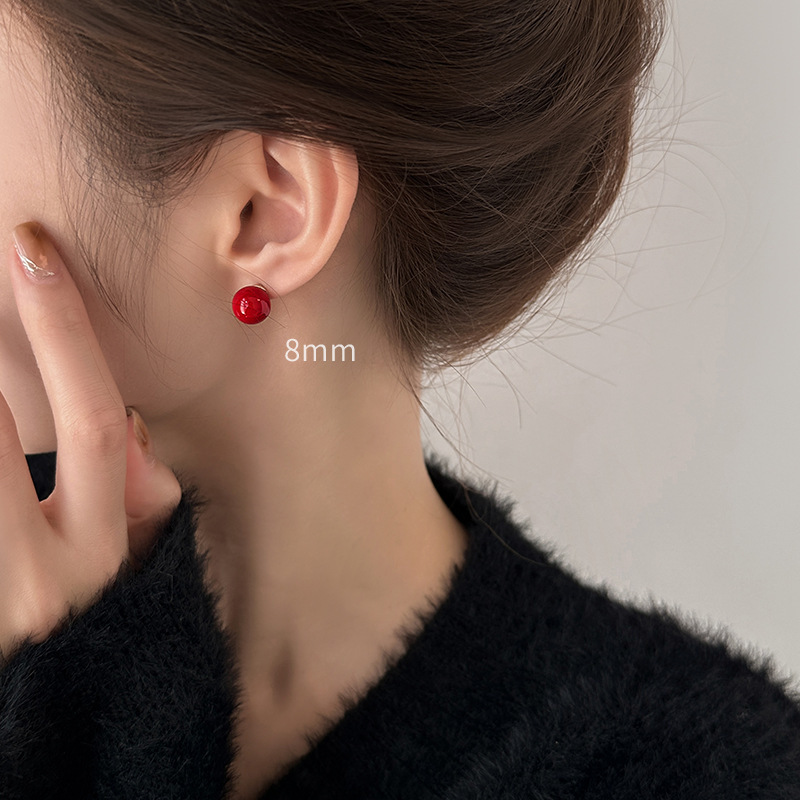Shi Family Cherry Blossom Pink steamed bun Pearl Earrings for women, pure silver, high-end and simple earrings, mid-to-high-end wholesale accessories in Yiwu pic 16