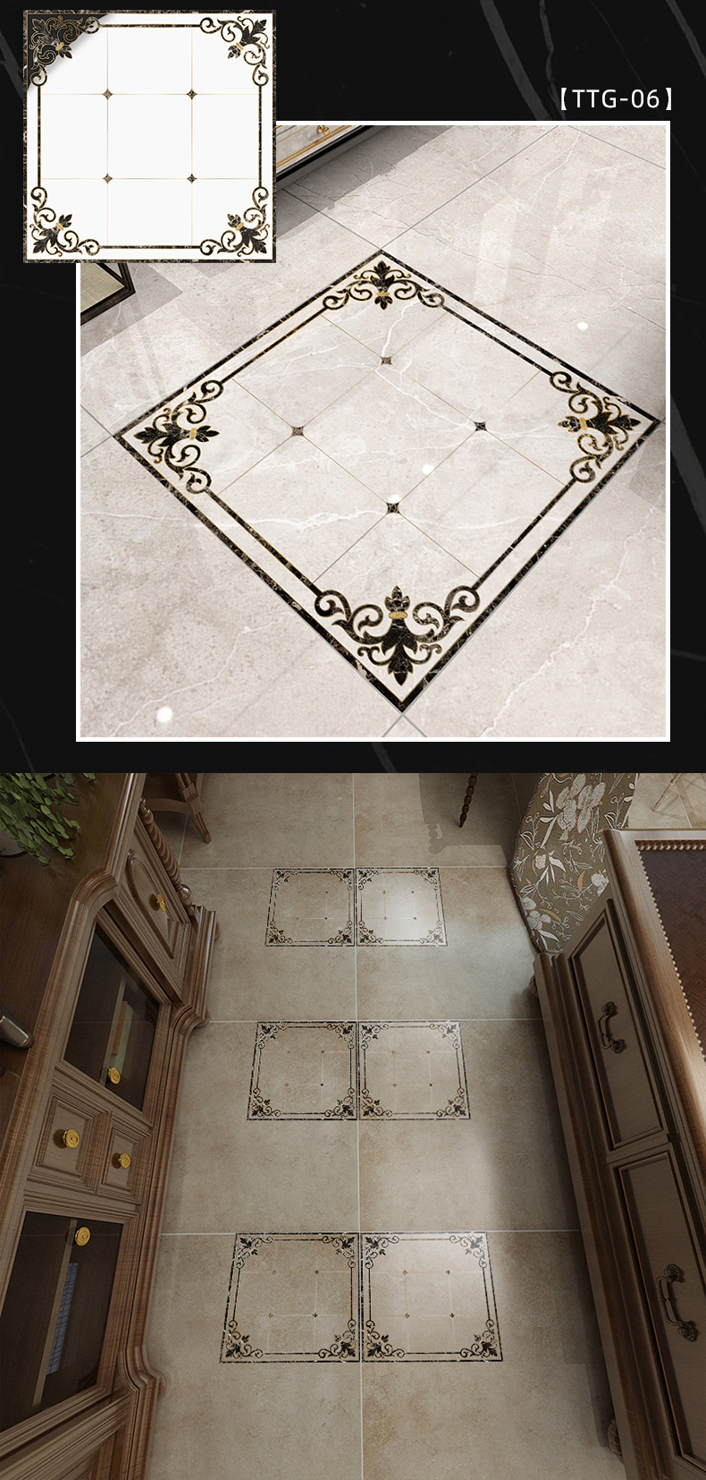 Gilded Mosaic tile stickers, living room floor, entrance hall, corridor decoration floor tiles, self-adhesive waterproof and wear-resistant floor stickers pic 14