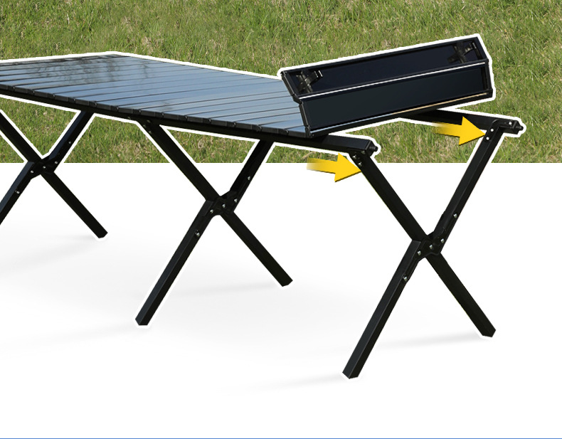 克米特户外蛋卷折叠桌厂家碳钢金属休闲露营便携桌椅批发现货详情7