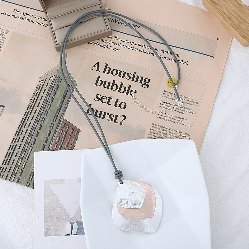 跨境饰品亚马逊爆款热卖项链欧美风时尚几何金属女混色长款毛衣链详情14