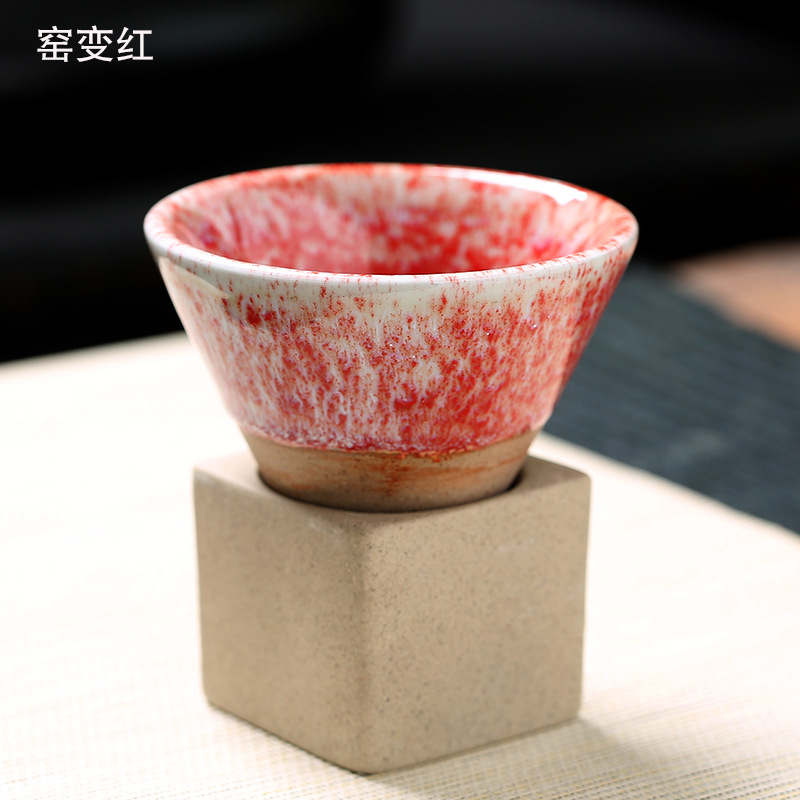 Tea brewing cups by the fire, Japanese coarse earthenware tea cups, cross-border bestsellers, ceramic mugs, retro water cups, conical coffee cups pic 19